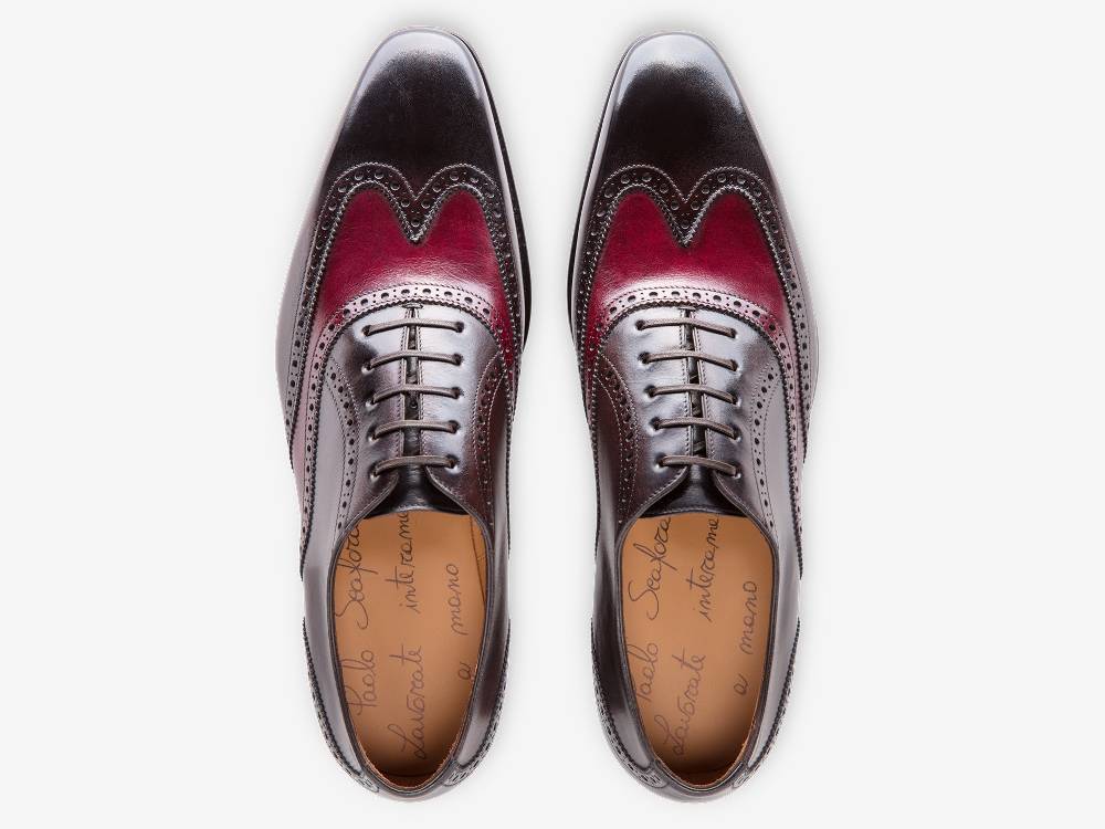 Paolo Sartori Art. 604 Oxford In Pelle Anticata Vietri Bordeaux Black