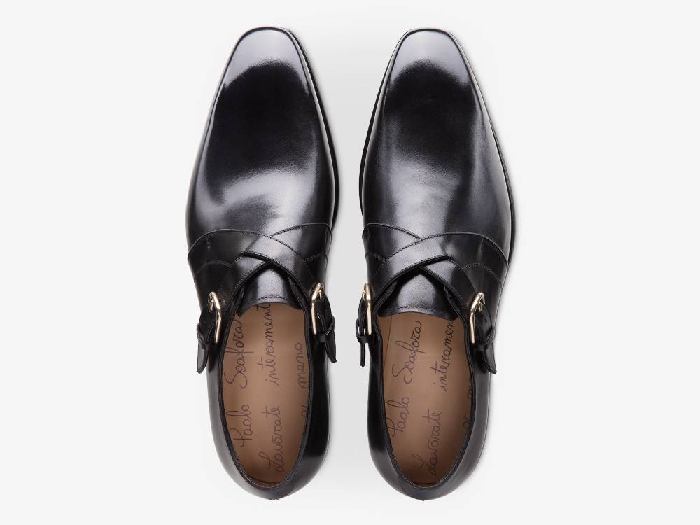 Paolo Sartori ART. 630 Doppia Fibbia Incrociata In Pelle Nera