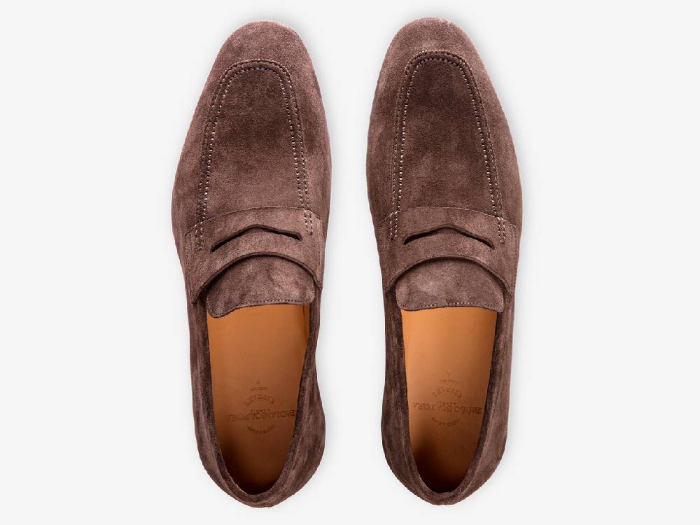 Paolo Sartori Art. 638 Mocassino In Camoscio Marrone Scuro