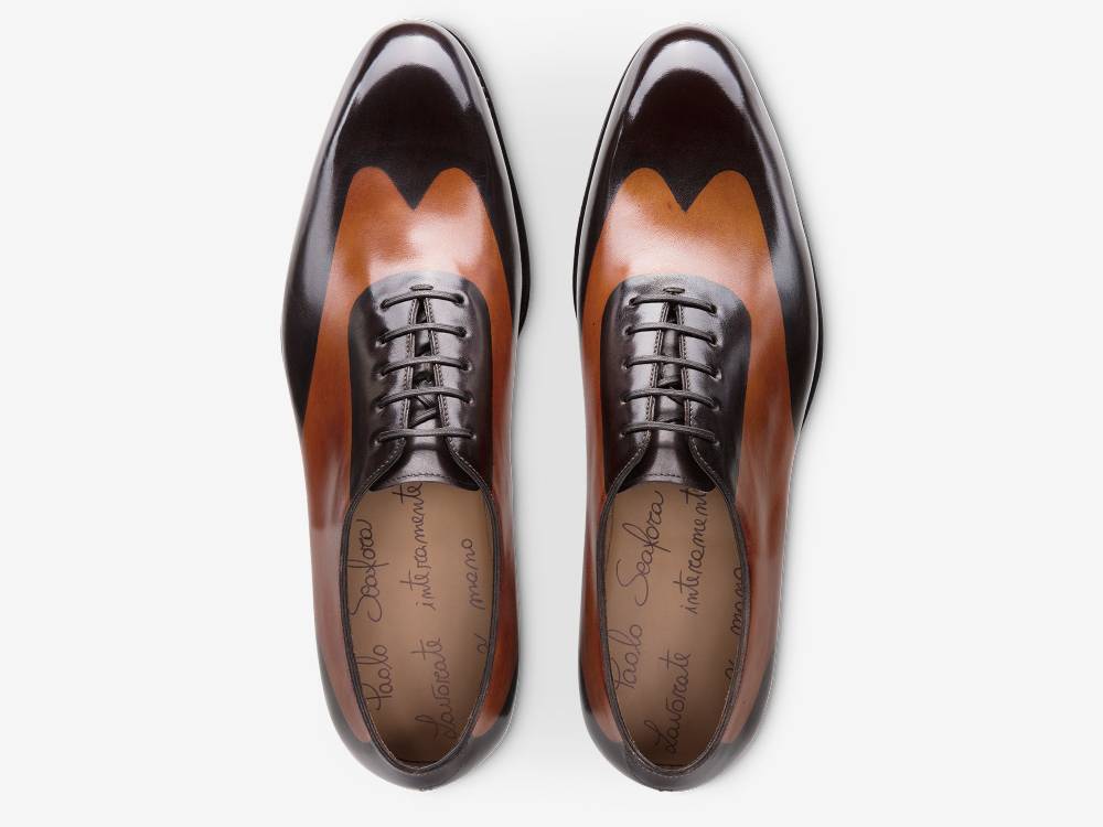 Paolo Sartori ART. 658 Oxford In Pelle Dipinta A Mano Cognac E Vietri