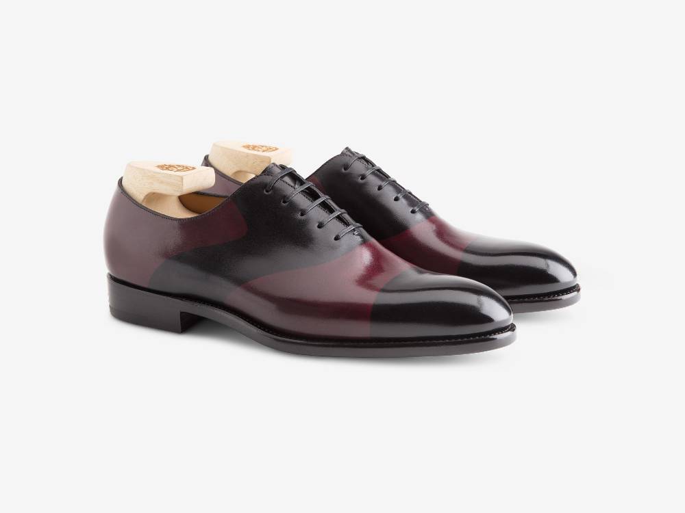 Paolo Sartori ART. 659 Oxford In Pelle Dipinta A Mano Bordeaux E Nero