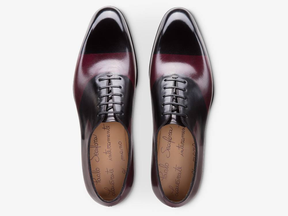 Paolo Sartori ART. 659 Oxford In Pelle Dipinta A Mano Bordeaux E Nero