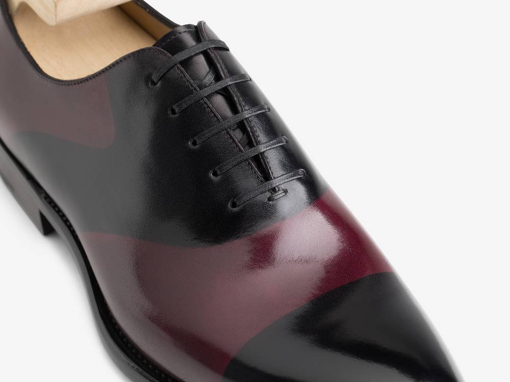 Paolo Sartori ART. 659 Oxford In Pelle Dipinta A Mano Bordeaux E Nero