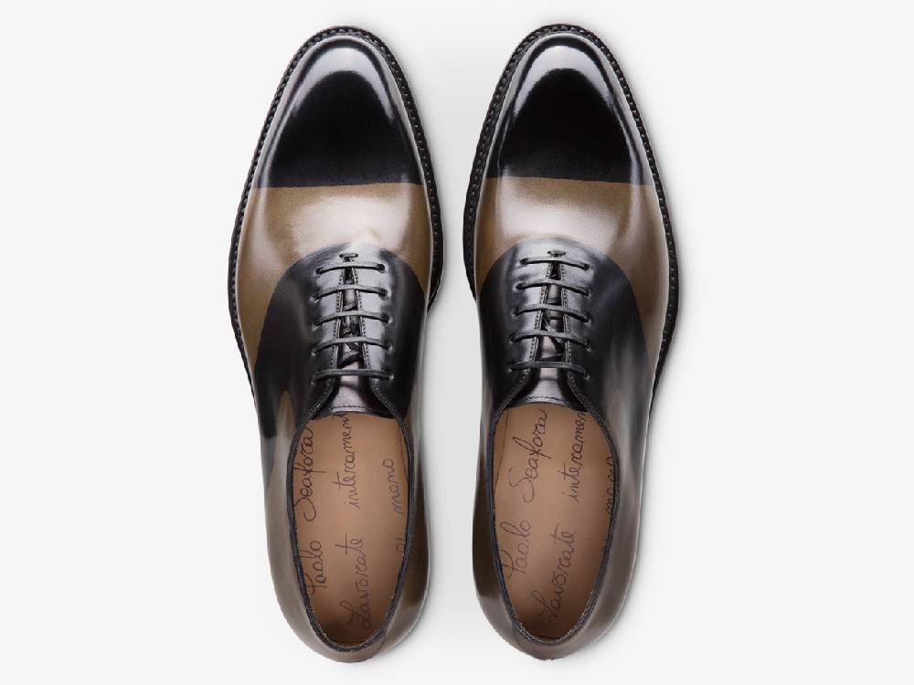 Paolo Sartori ART. 659 Oxford In Pelle Dipinta A Mano Muschio E Vietri