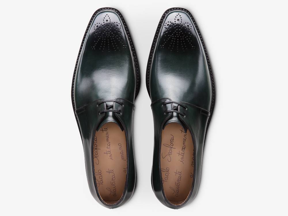 Paolo Sartori ART. 665 Derby In Pelle Anticata Petrolio