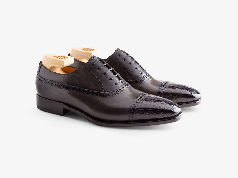 Paolo Sartori Art. 695 Oxford In Pelle Anticata Grigio