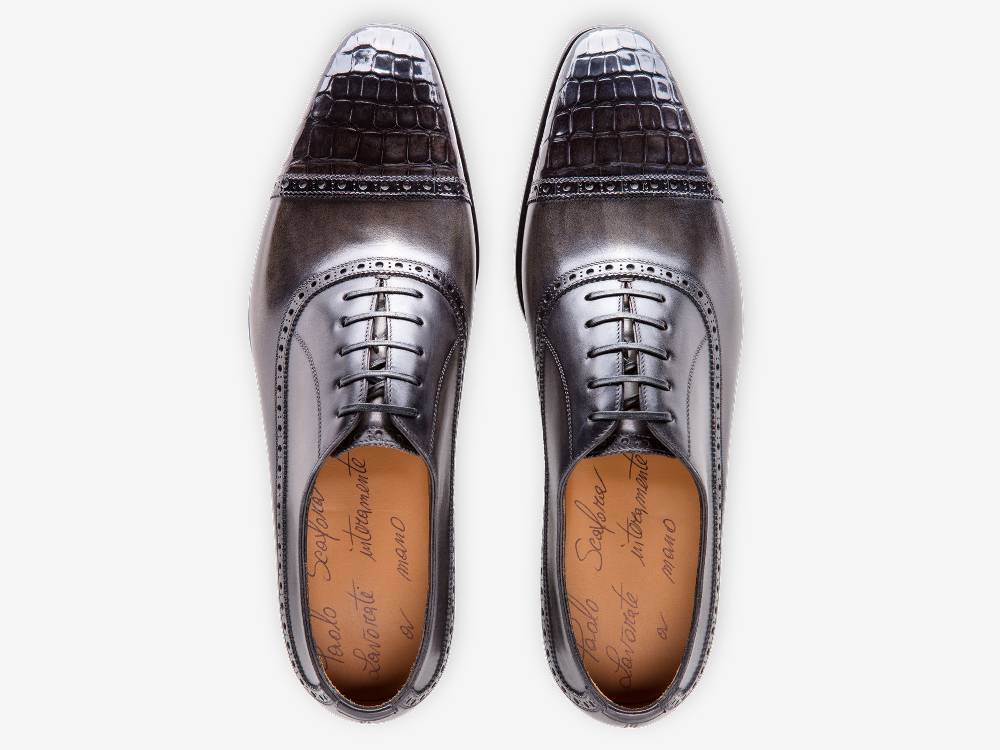 Paolo Sartori Art. 695 Oxford In Pelle Anticata Grigio