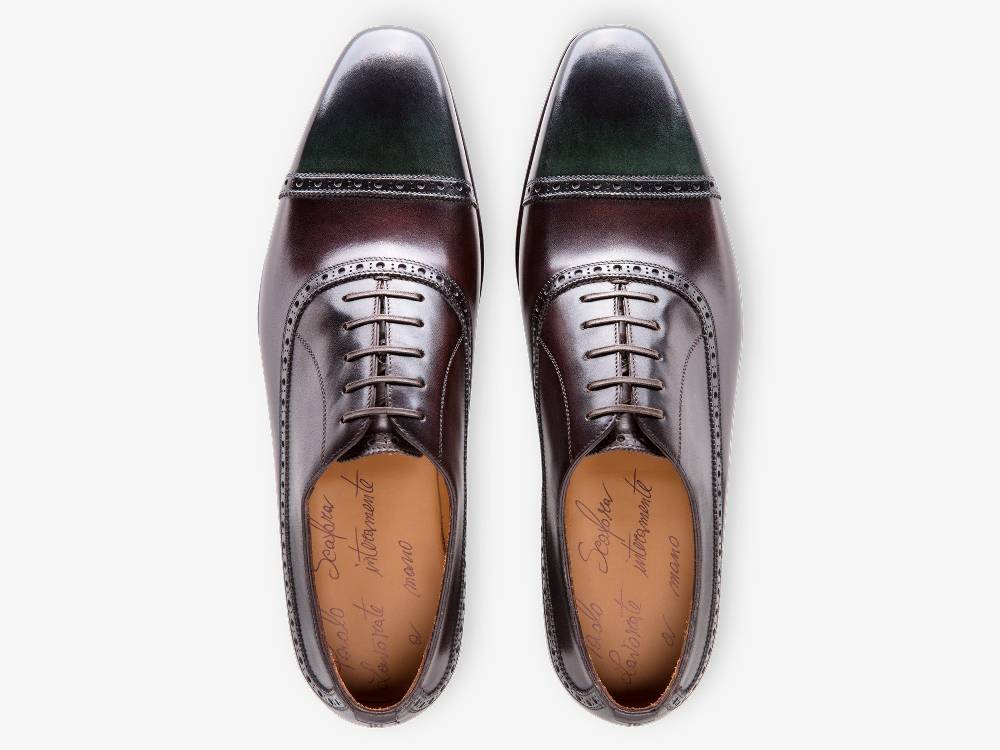 Paolo Sartori Art. 695 Oxford In Pelle Anticata Vietri Con Punta Petrolio