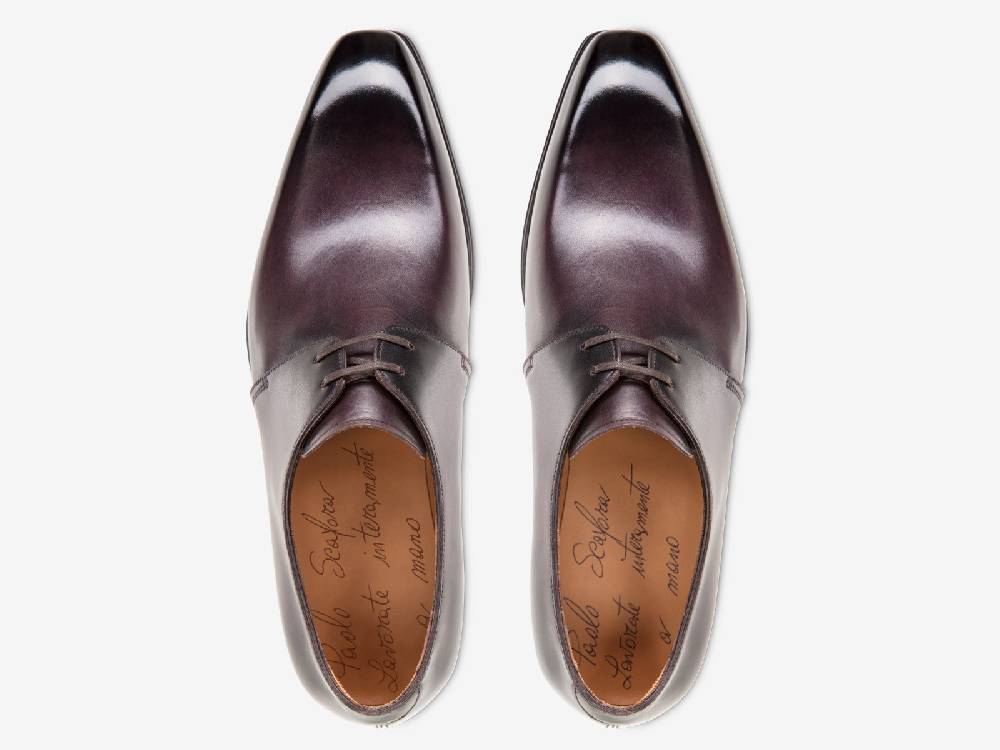 Paolo Sartori Art. 739 Derby In Antiqued Melanzana Leather