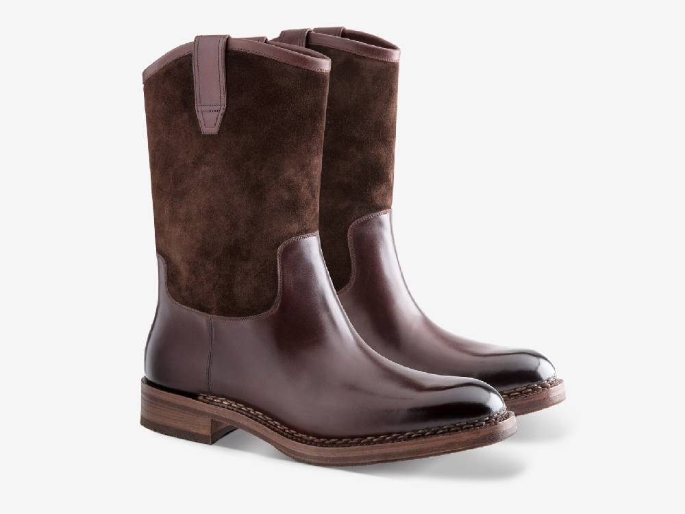 Paolo Sartori Art. 775 Boots In Suede And Antiqued Vietri Leather