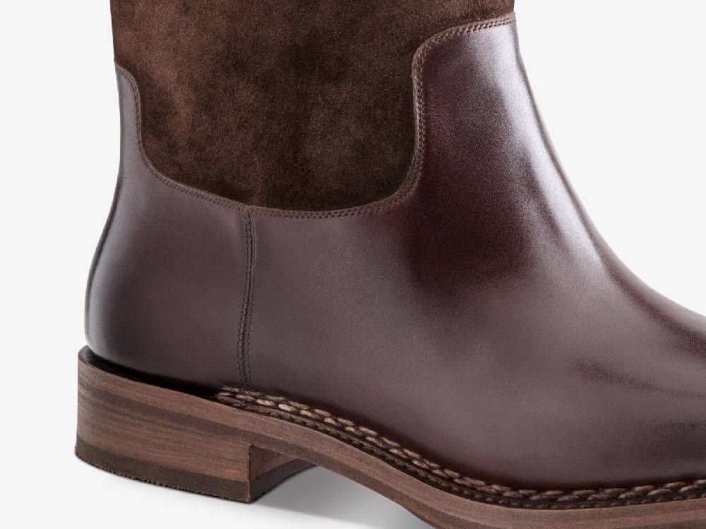 Paolo Sartori Art. 775 Boots In Suede And Antiqued Vietri Leather