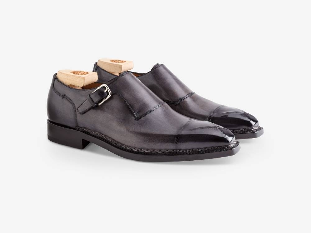 Paolo Sartori Art. 793 Monkstrap In Antiqued Grigio Leather