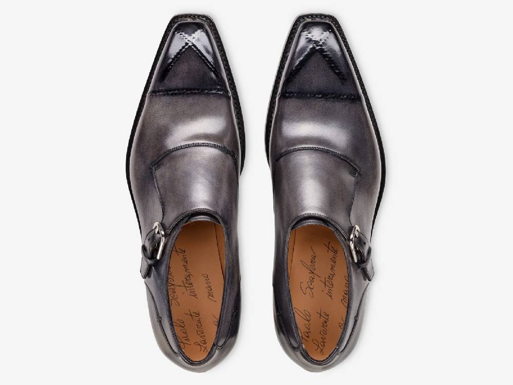 Paolo Sartori Art. 793 Monkstrap In Antiqued Grigio Leather