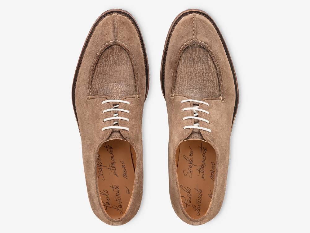 Paolo Sartori Art. 797 Derby In Cocco Suede And Shark Leather