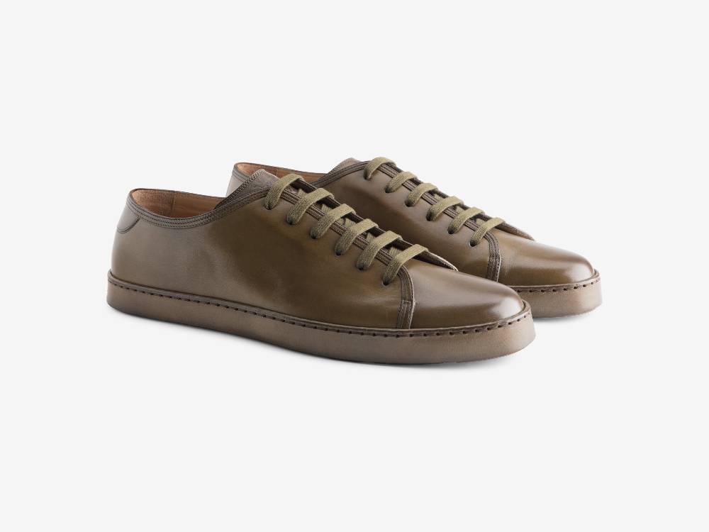 Paolo Sartori Art.Tenny1 Sneakers In Pelle Anticata Muschio