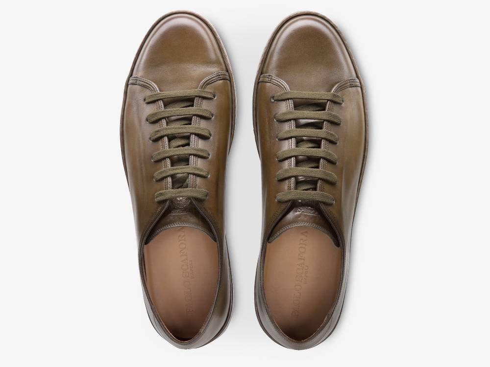 Paolo Sartori Art.Tenny1 Sneakers In Pelle Anticata Muschio