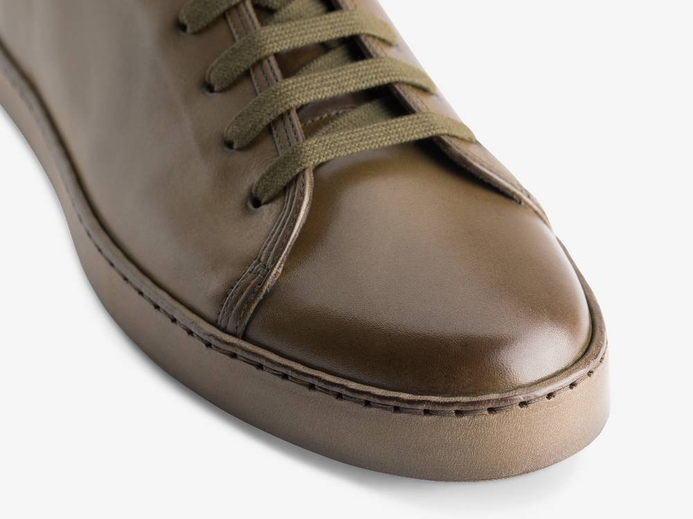 Paolo Sartori Art.Tenny1 Sneakers In Pelle Anticata Muschio