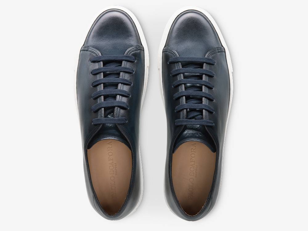 Paolo Sartori Art.Tenny1 Sneakers In Pelle Anticata Oceano