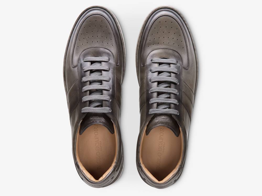 Paolo Sartori Art.Tenny2 Sneakers In Pelle Anticata Ardesia