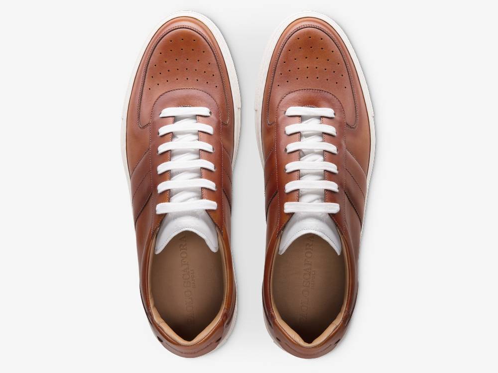 Paolo Sartori Art.Tenny2 Sneakers In Pelle Anticata Cognac