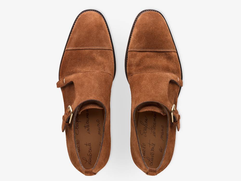 Paolo Sartori Double Monkstrap In Calf Suede Snuff Doppia Fibbia In Vitello Scamosciato Snuff