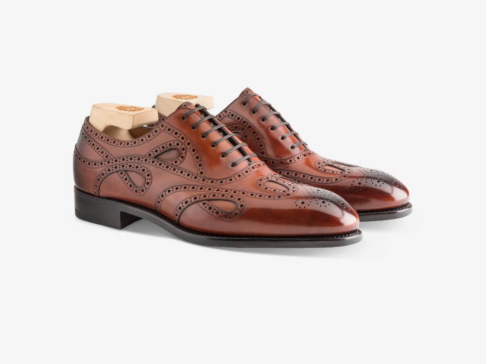 Paolo Sartori Oxford In Antiqued Cognac Leather Oxford In Pelle Anticata Cognac