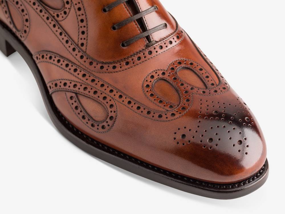 Paolo Sartori Oxford In Antiqued Cognac Leather Oxford In Pelle Anticata Cognac
