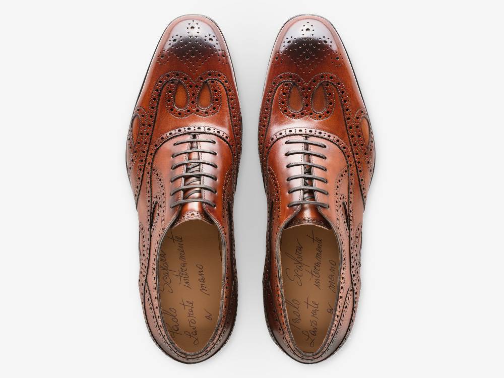 Paolo Sartori Oxford In Antiqued Cognac Leather Oxford In Pelle Anticata Cognac