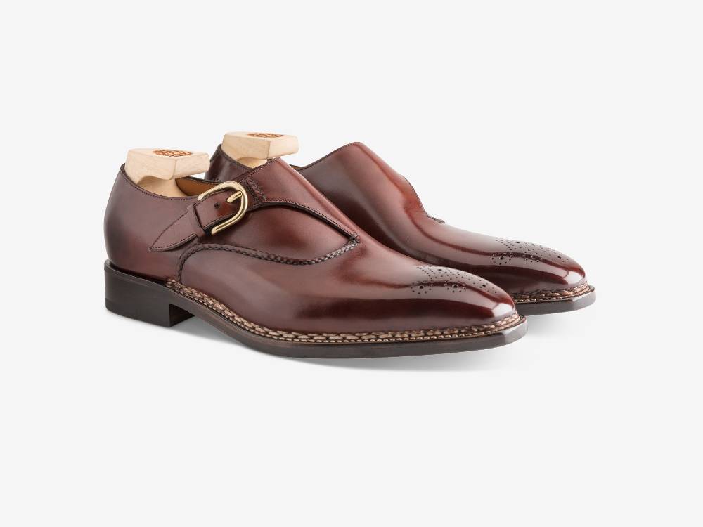 Paolo Sartori Single Monkstrap In Antiqued Positano Leather Mono Fibbia In Pelle Anticata Positano