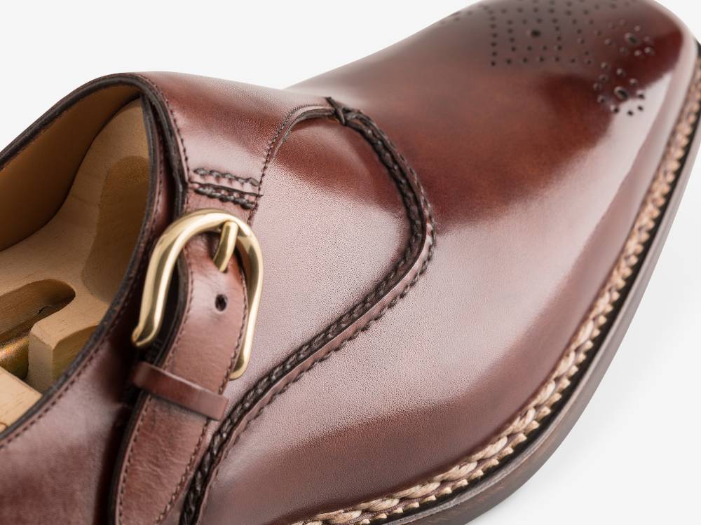 Paolo Sartori Single Monkstrap In Antiqued Positano Leather Mono Fibbia In Pelle Anticata Positano