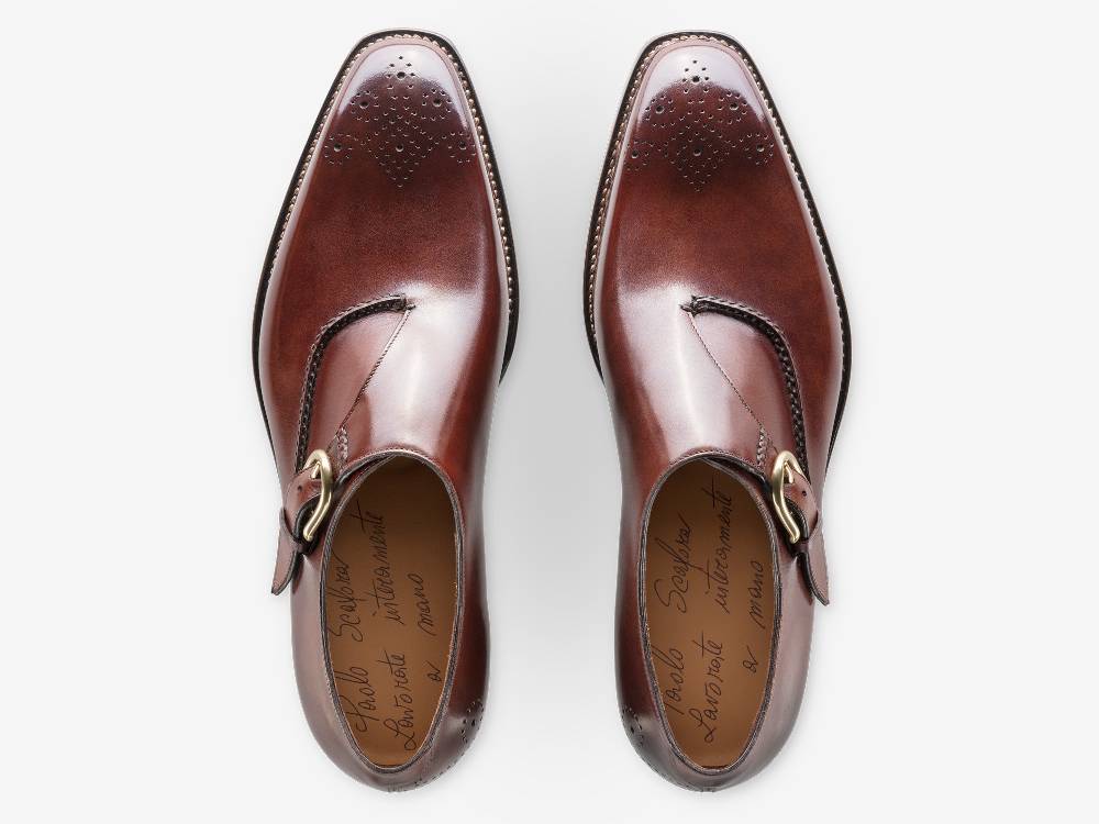 Paolo Sartori Single Monkstrap In Antiqued Positano Leather Mono Fibbia In Pelle Anticata Positano