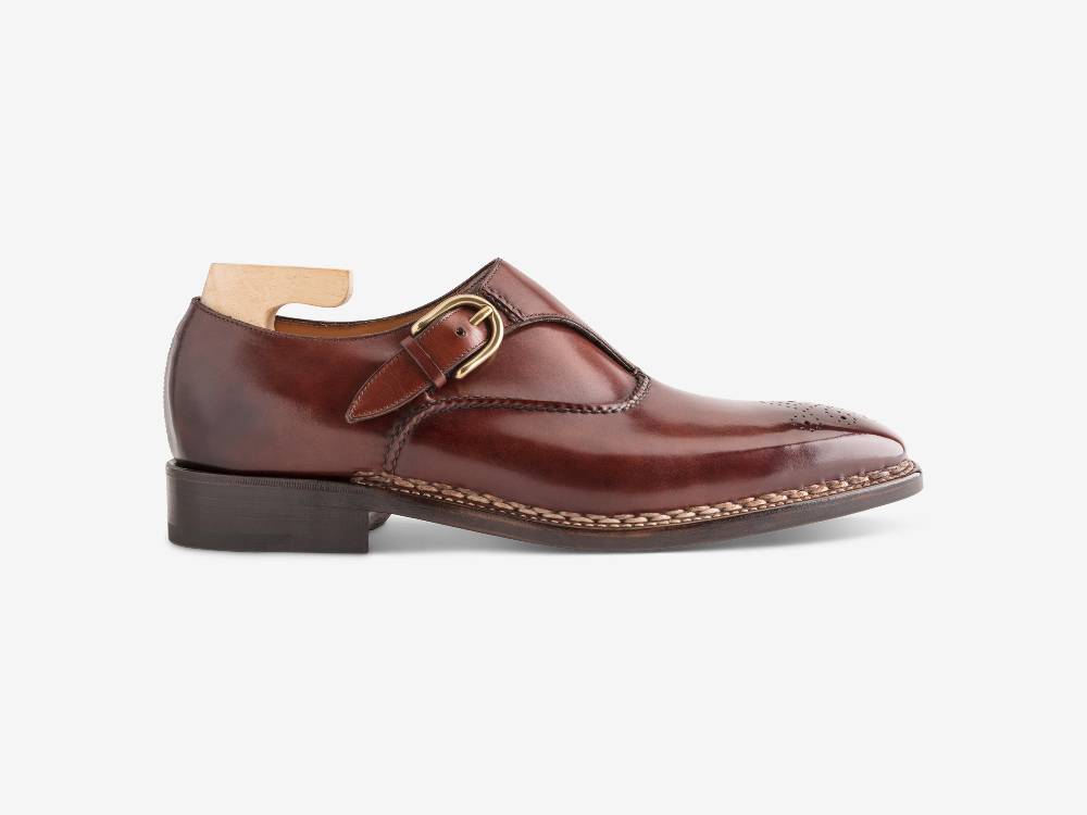 Paolo Sartori Single Monkstrap in Antiqued Positano Leather Mono Fibbia in pelle Anticata Positano