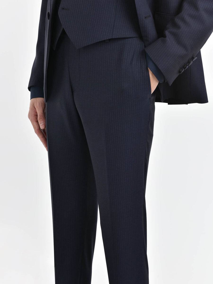 Paoloni Abito Con Gilet Gessato Ton Sur Ton In Lana