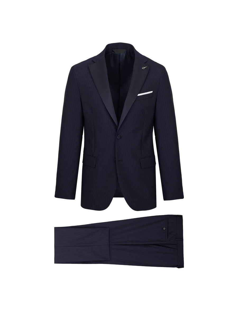 Paoloni Abito con gilet gessato ton sur ton in lana