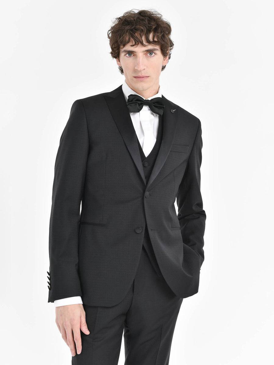 Paoloni Abito Con Gilet Microstruttura Jaquard In Lana 110`