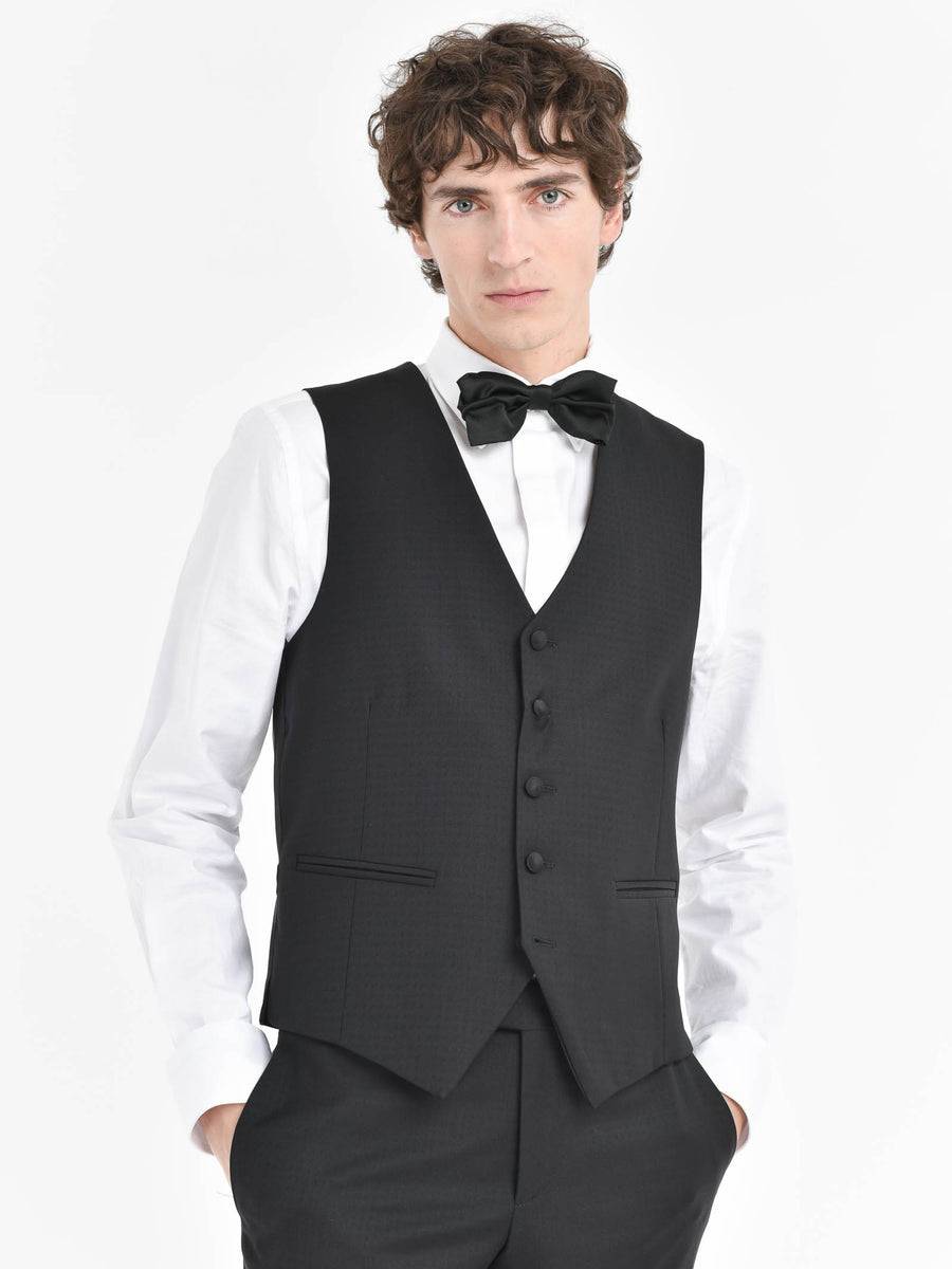 Paoloni Abito Con Gilet Microstruttura Jaquard In Lana 110`