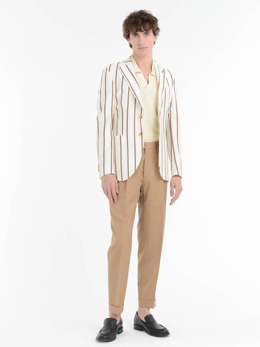 Paoloni Pantalone Doppia Pinces Tela Di Lana Stretch