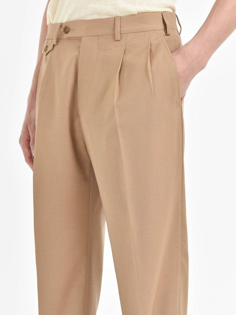 Paoloni Pantalone Doppia Pinces Tela Di Lana Stretch