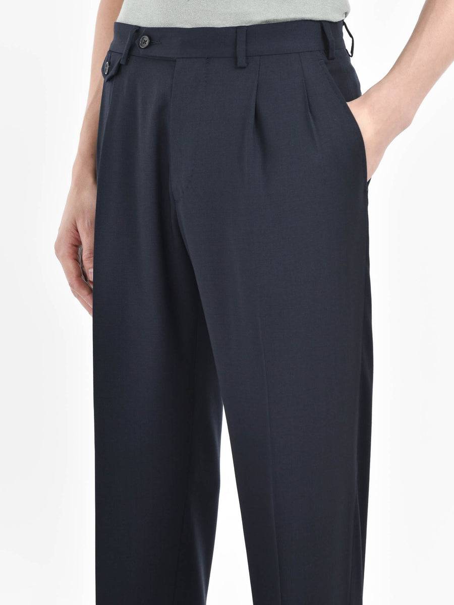 Paoloni Pantalone Doppia Pinces Tela Di Lana Stretch