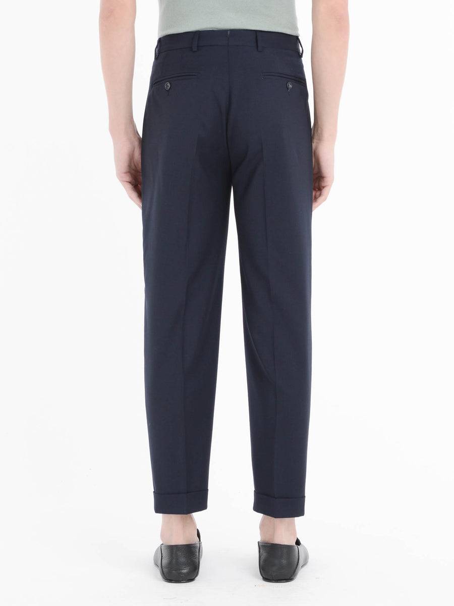 Paoloni Pantalone Doppia Pinces Tela Di Lana Stretch