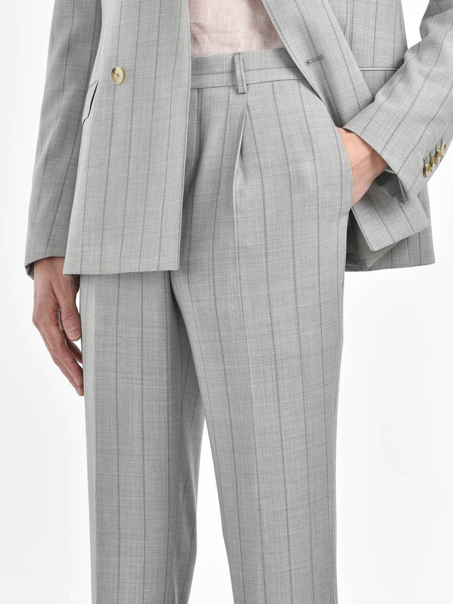 Paoloni Abito Slim Gessato In Tela Di Lana