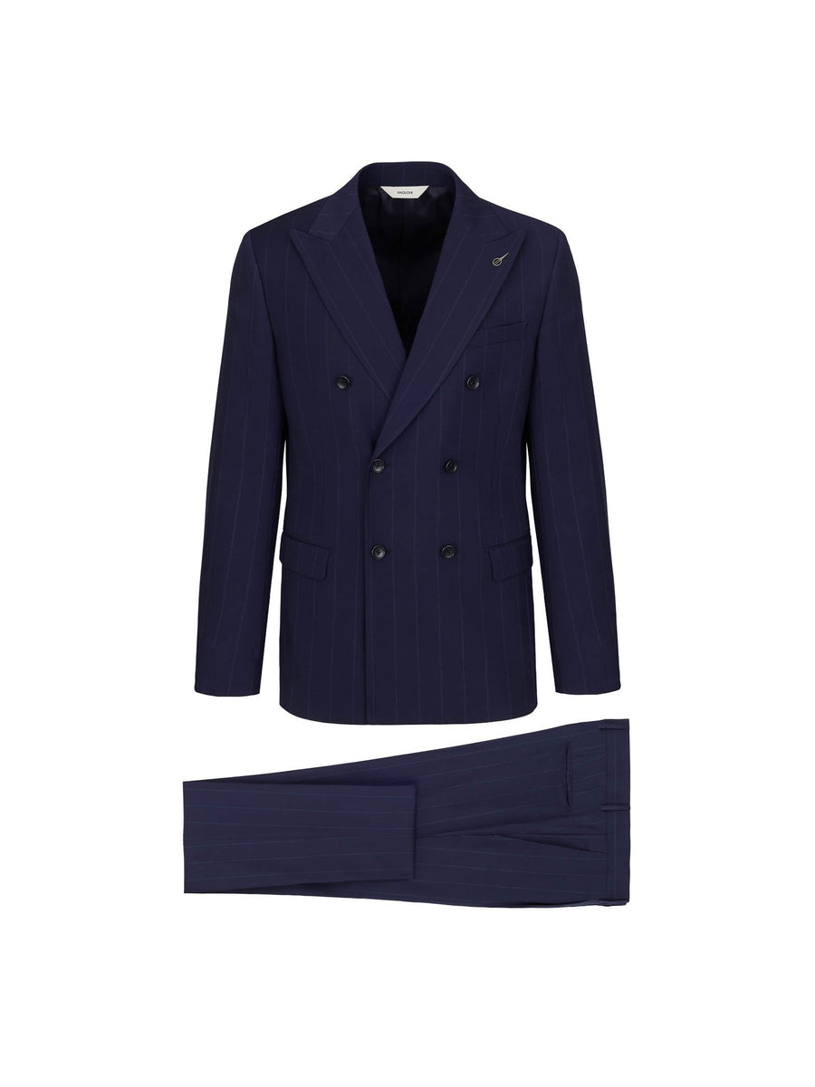 Paoloni Abito slim gessato in tela di lana