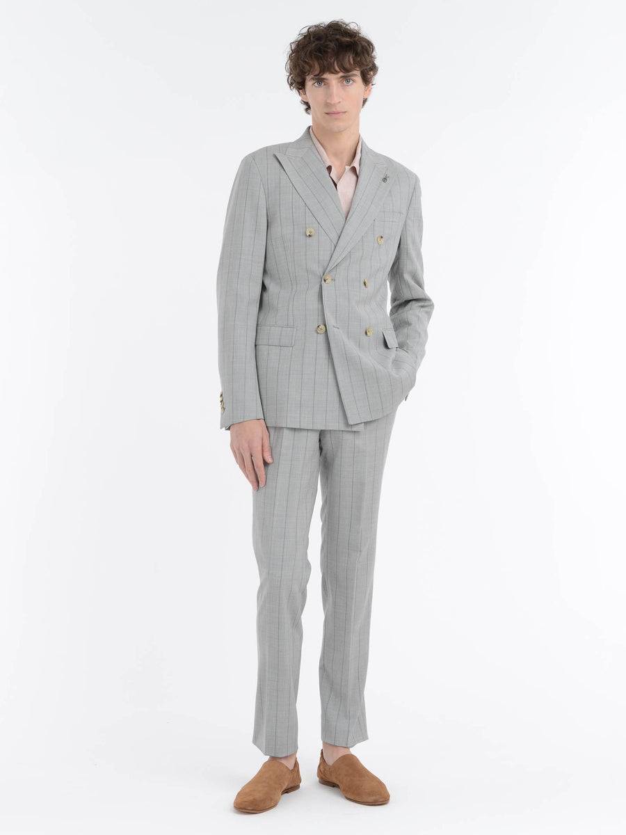 Paoloni Abito Slim Gessato In Tela Di Lana