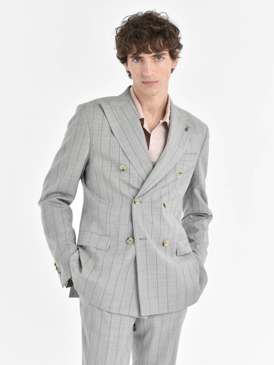 Paoloni Abito Slim Gessato In Tela Di Lana