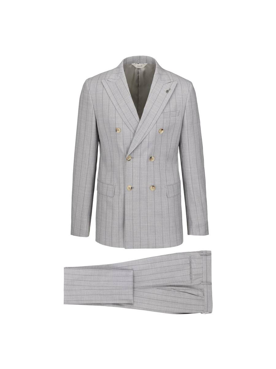 Paoloni Abito slim gessato in tela di lana