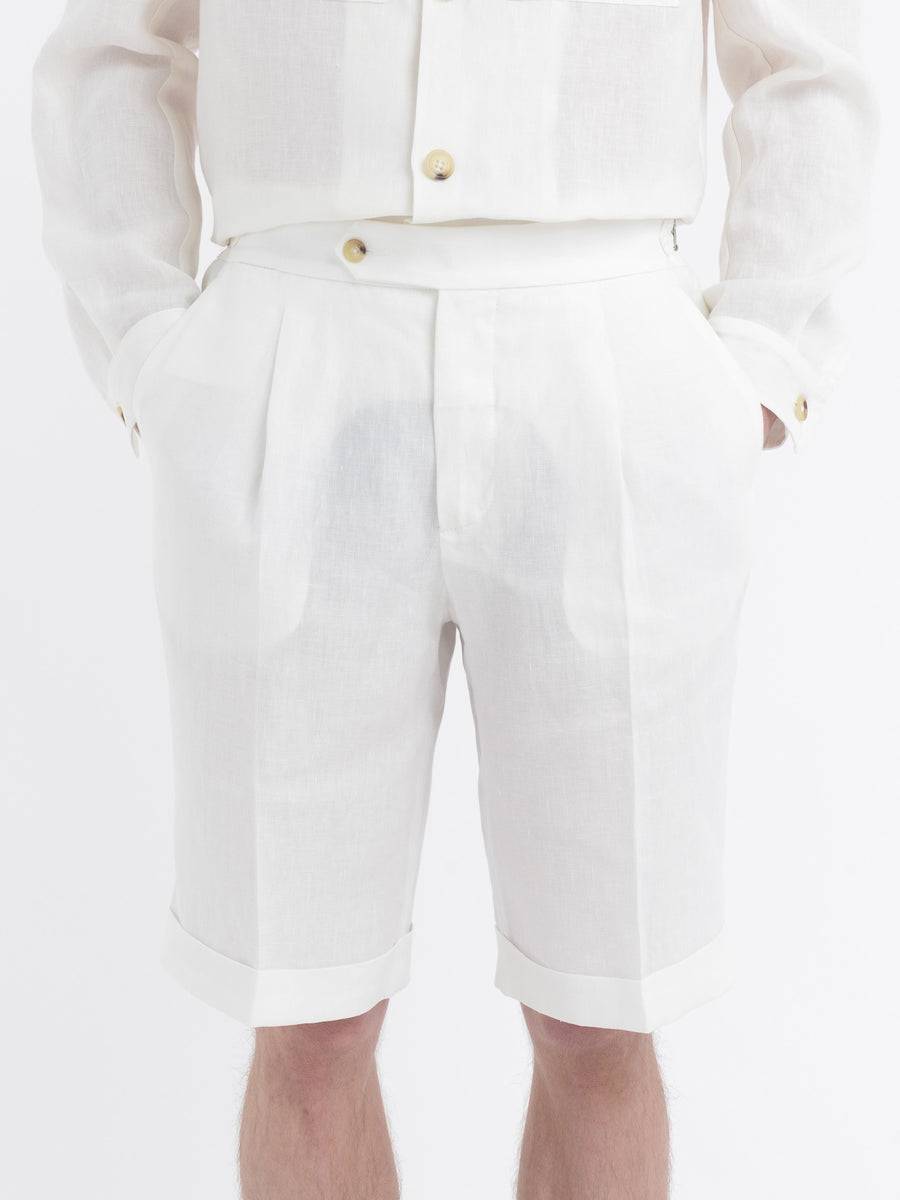 Paoloni Bermuda Con Risvolto Lino Delavè