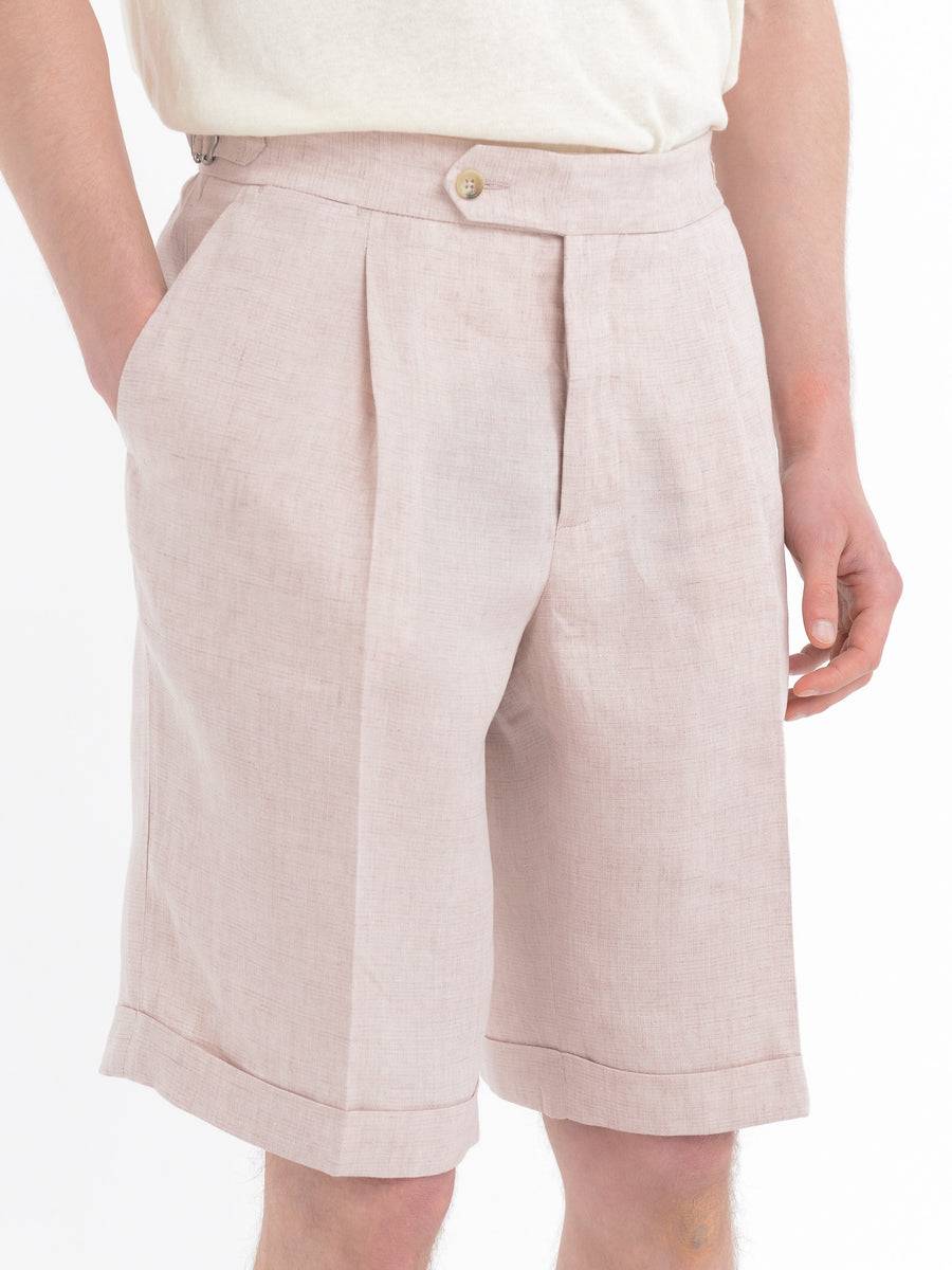 Paoloni Bermuda Con Risvolto Lino Delavè