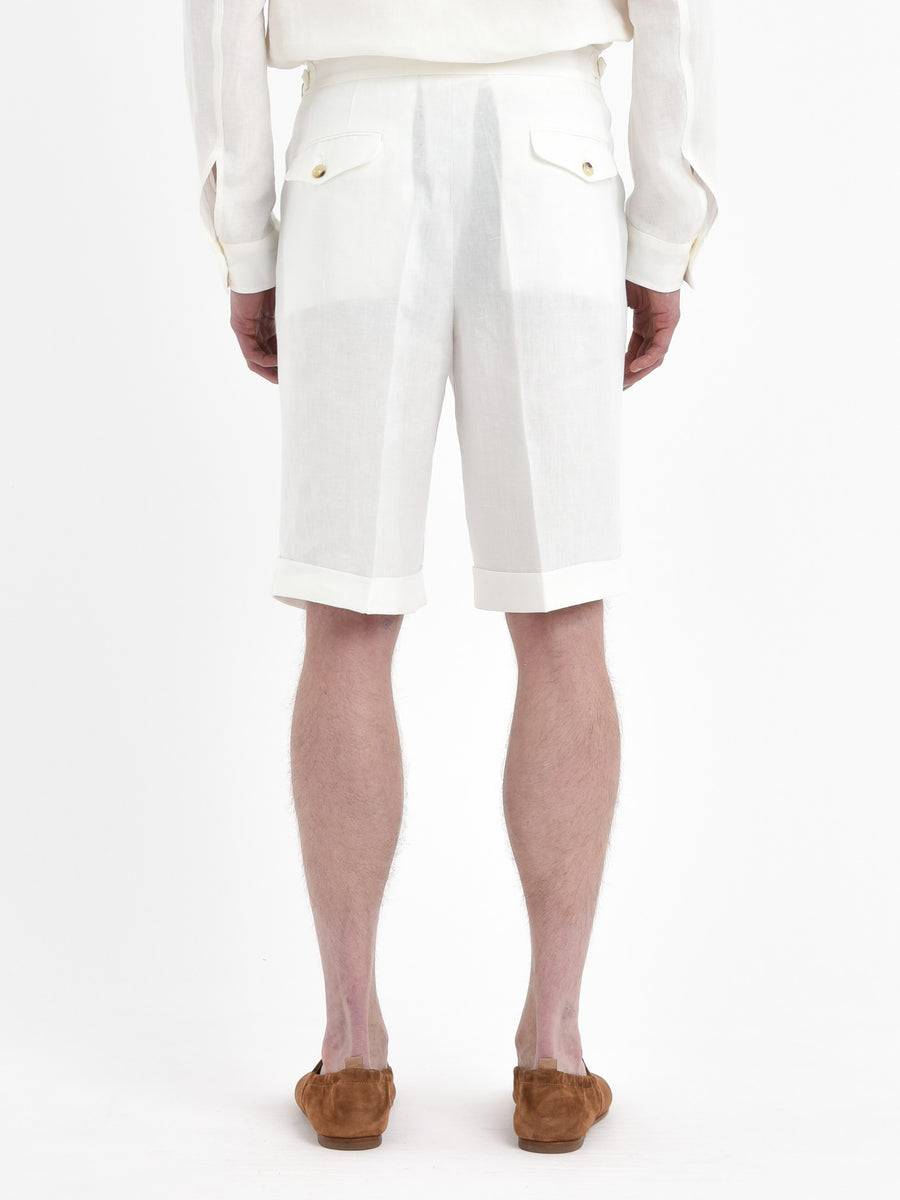 Paoloni Bermuda Con Risvolto Lino Delavè