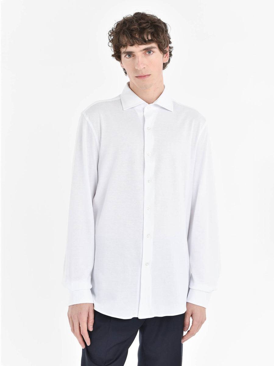 Paoloni Camicia Regular Piquet Di Jersey In Cotone