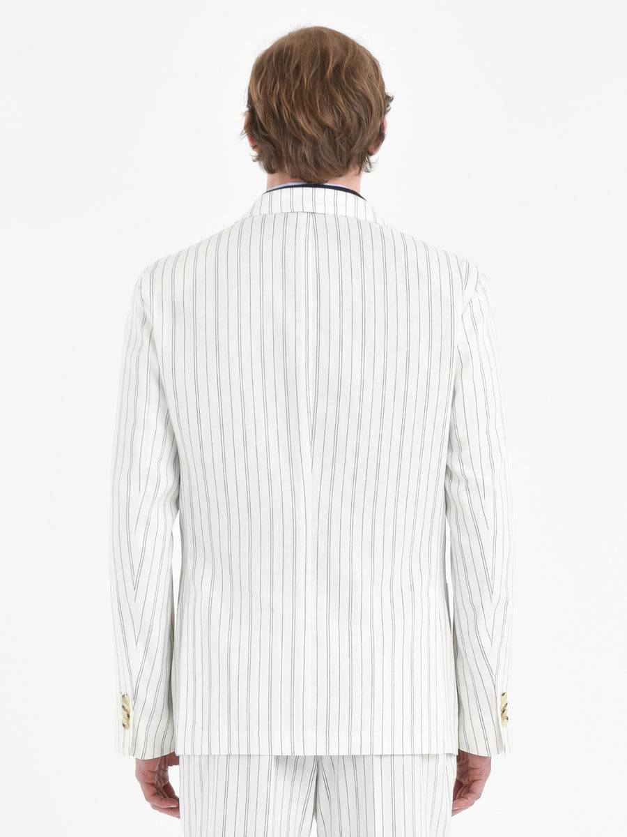 Paoloni Giacca Doppiopetto Gessato Cotone Lino